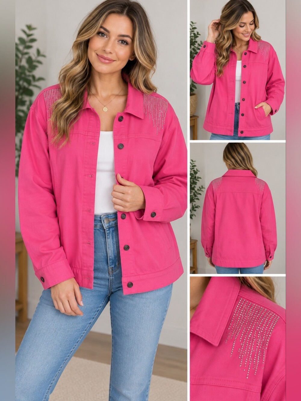 Cj banks Women's 3X pink jewel shoulder jacket #26
